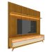 Rack com Painel Requinte Retrô 2.2 Ripado 3D com Led Requinte Naturale com Off White - Gelius Móveis