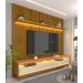 Rack com Painel Requinte Retrô 2.2 Ripado 3D com Led Requinte Naturale com Off White - Gelius Móveis