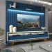 Rack com Painel Ripado com Led Nobre 2.3 Azul Royal com Off White - Gelius Móveis