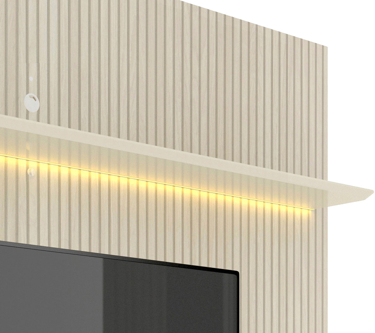 Rack com Painel Sublime 2.2 Ripado 3D com Led Cinza com Off White - Gelius Móveis