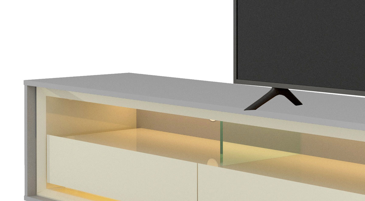 Rack para TV 2.2 Retrô com LED Requinte Cinza com Off White - Gelius Móveis