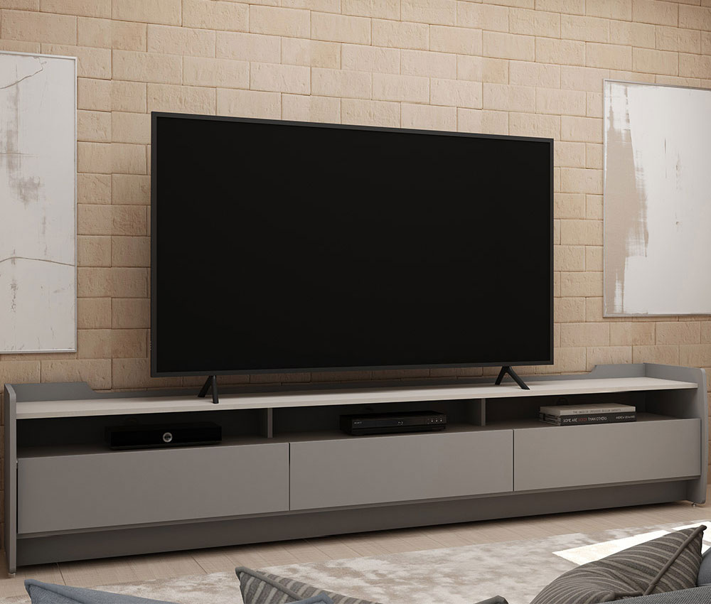 Rack para TV 2.2 Sublime Cinza com Off White - Gelius Móveis