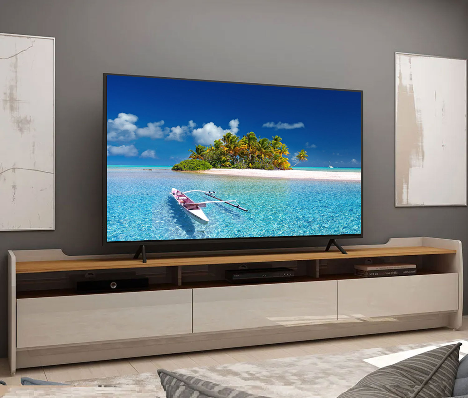 Rack para TV 2.2 Sublime Off White com Naturale - Gelius Móveis