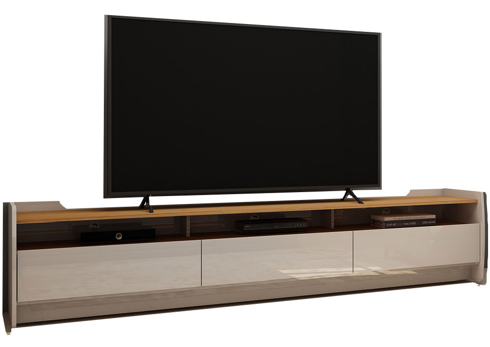 Rack para TV 2.2 Sublime Off White com Naturale - Gelius Móveis