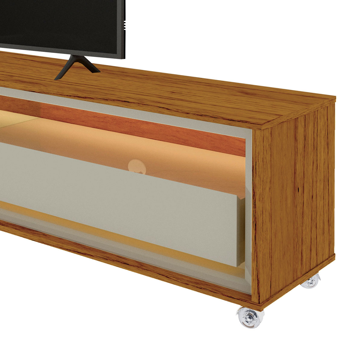 Rack para TV 2.2 com LED Requinte Naturale com Off White - Gelius Móveis