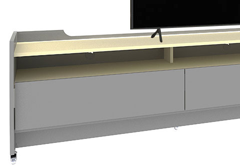Rack para TV 2.2 com Rodízio Sublime Cinza com Off White - Gelius Móveis