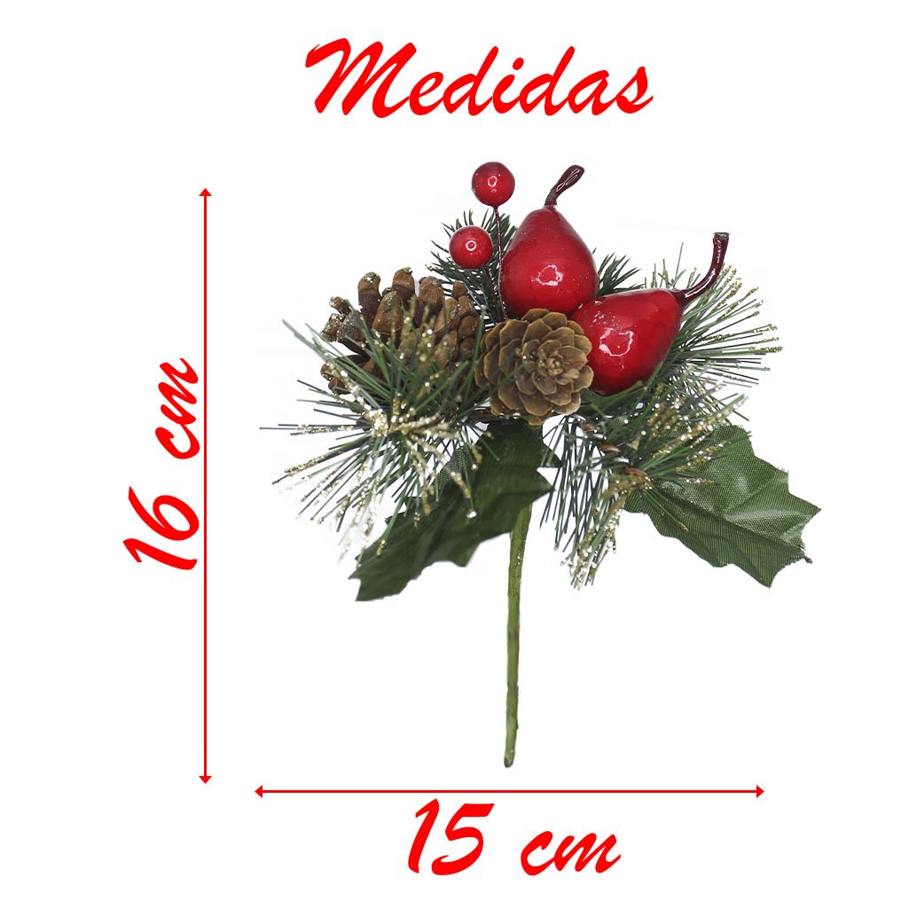 1 Ramo Pera Decoração De Natal Artificial Com Brilho 16cm