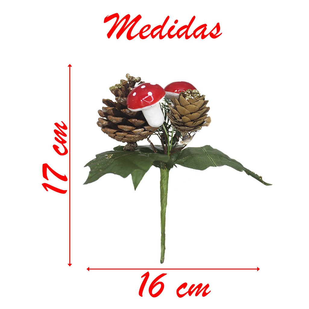 10 Ramos Cogumelos Decoração De Natal Artificial 17cm