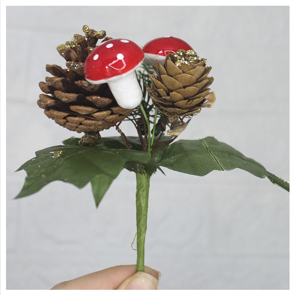 10 Ramos Cogumelos Decoração De Natal Artificial 17cm
