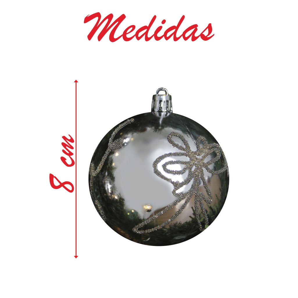 12 Bolas Enfeite Natalino Árvore De Natal Prata 80mm