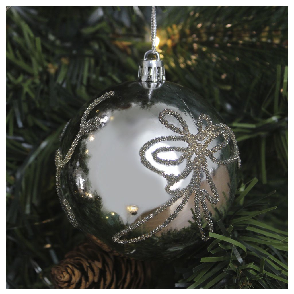 12 Bolas Enfeite Natalino Árvore De Natal Prata 80mm