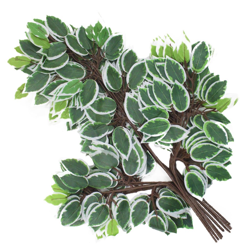 12 Ramos Decoração Arranjo Ficus Artificial Planta Decorativa Plástico 14 Galhos Cada 55cm