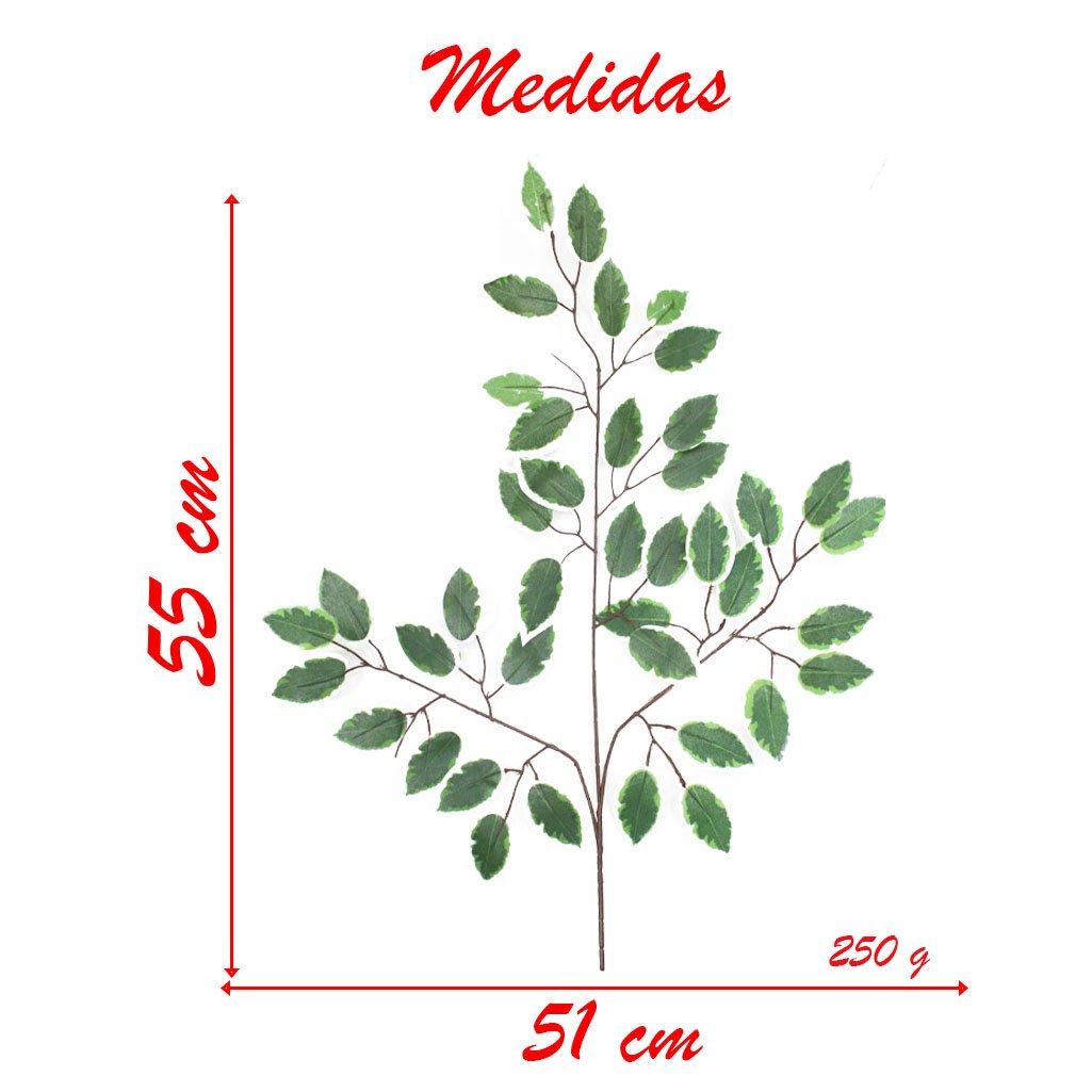 12 Ramos Decoração Arranjo Ficus Artificial Planta Decorativa Plástico 14 Galhos Cada 55cm
