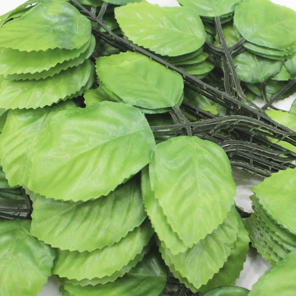 12 Ramos Decoração Arranjo Folhas de Rosa Artificial Planta Plástico 5 Galhos Cada 47cm