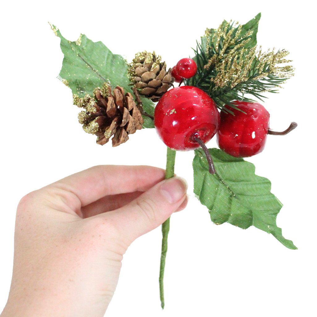 12 Ramos Maçã Decoração De Natal Artificial 18cm