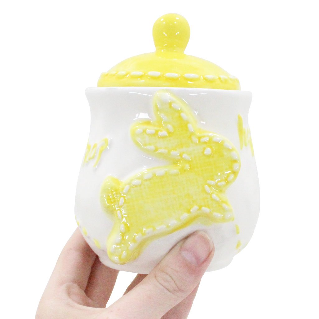 Açucareiro de Coelhinho da Páscoa Amarelo Em Cerâmica - 355ml
