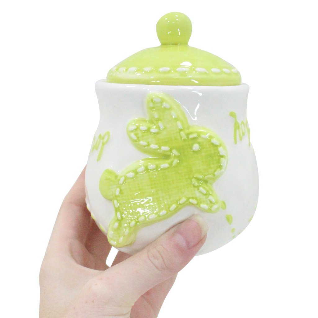 Açucareiro de Coelhinho da Páscoa Verde Em Cerâmica - 355ml