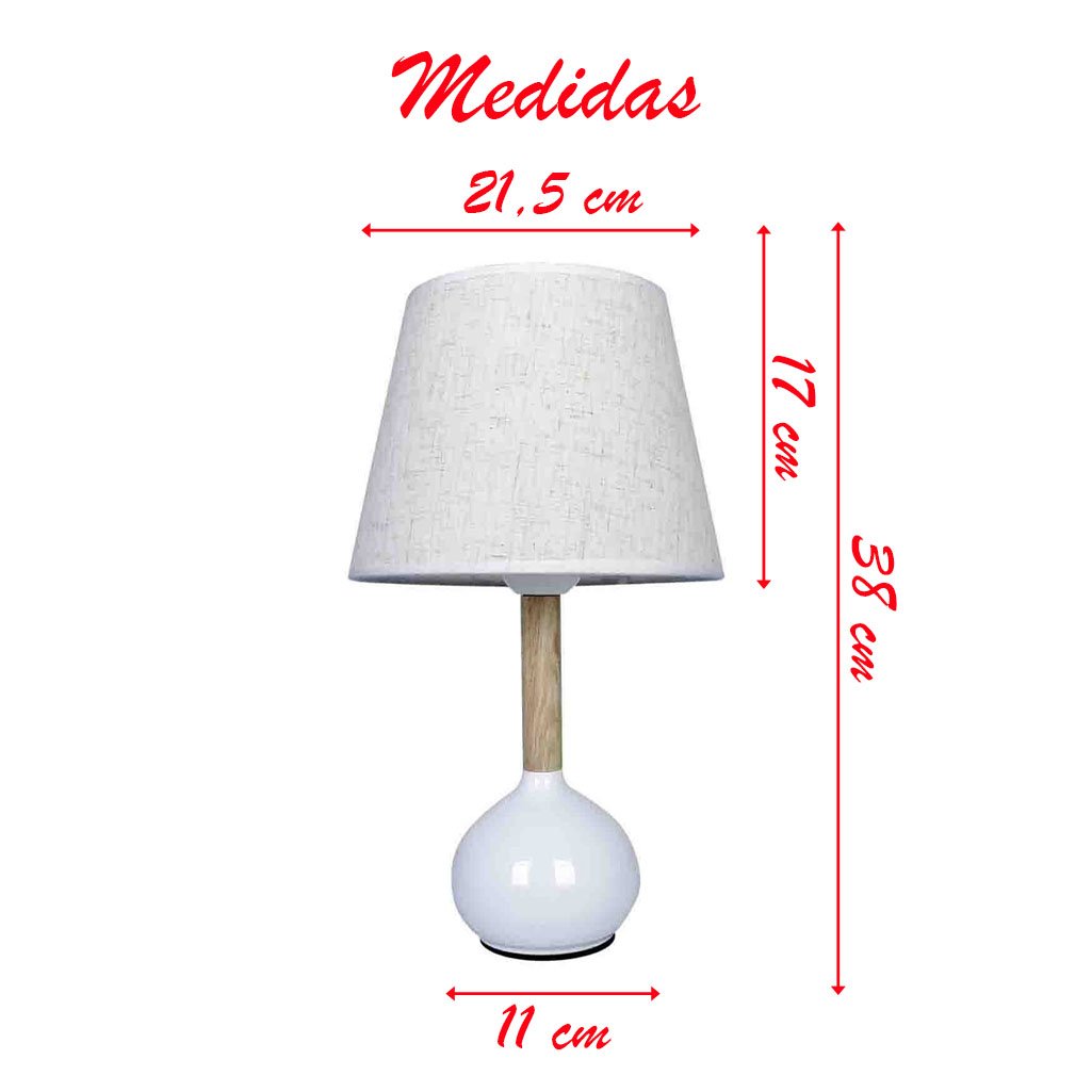 Abajur Luminária Branca De Mesa 38cm Bivolt 110/220v