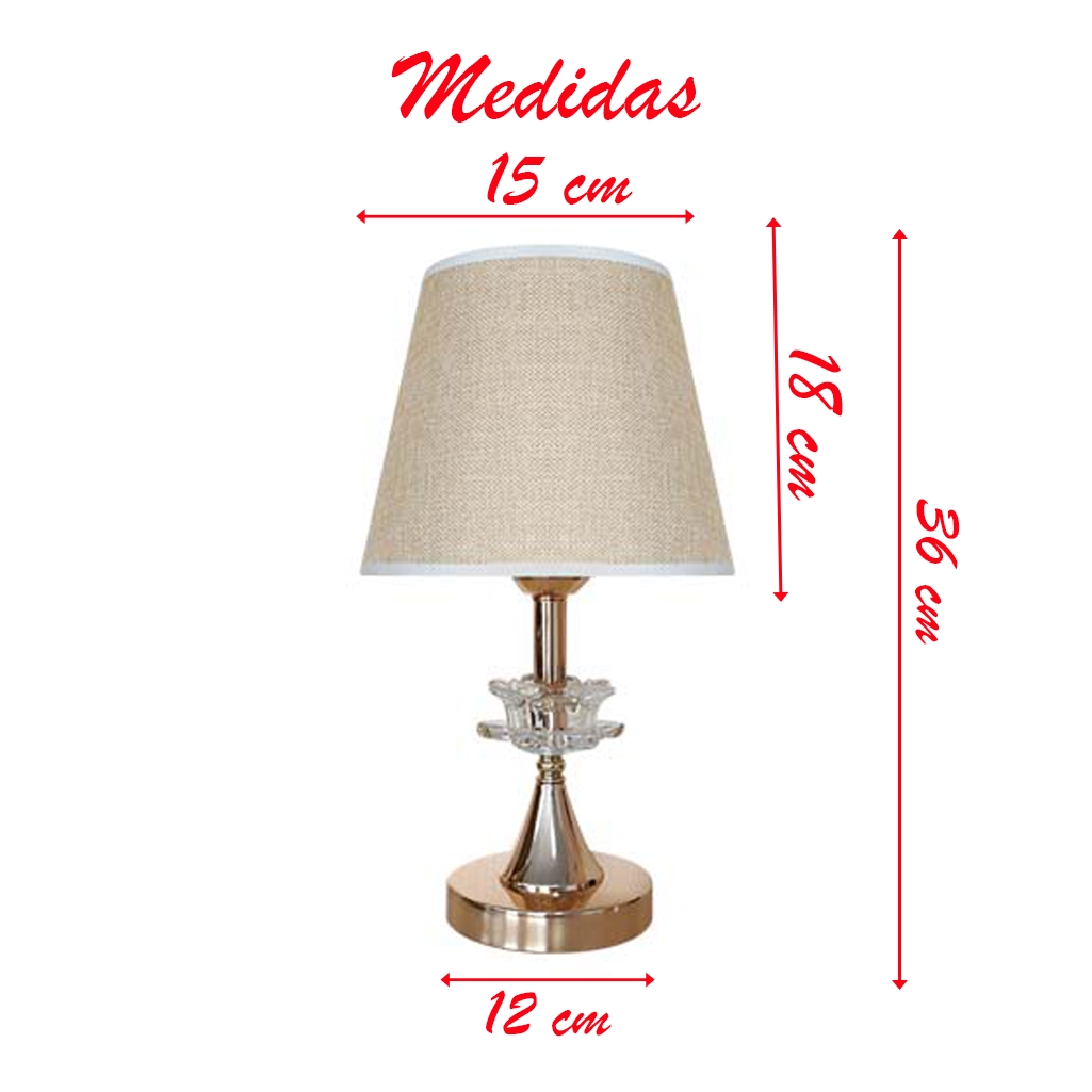 Abajur Luminária Dourada De Mesa 15x36cm Bivolt 110/220v