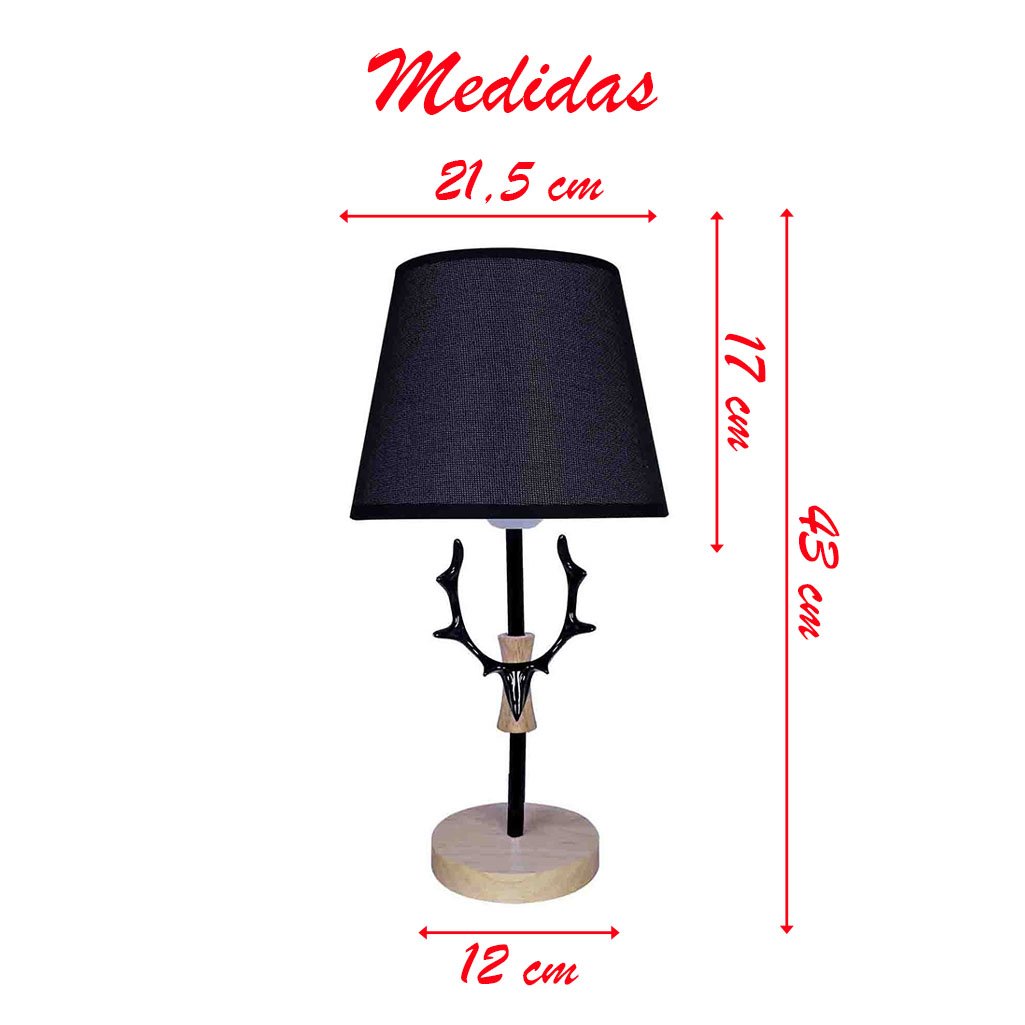 Abajur Luminária Preta De Mesa 43cm Bivolt 110/220v