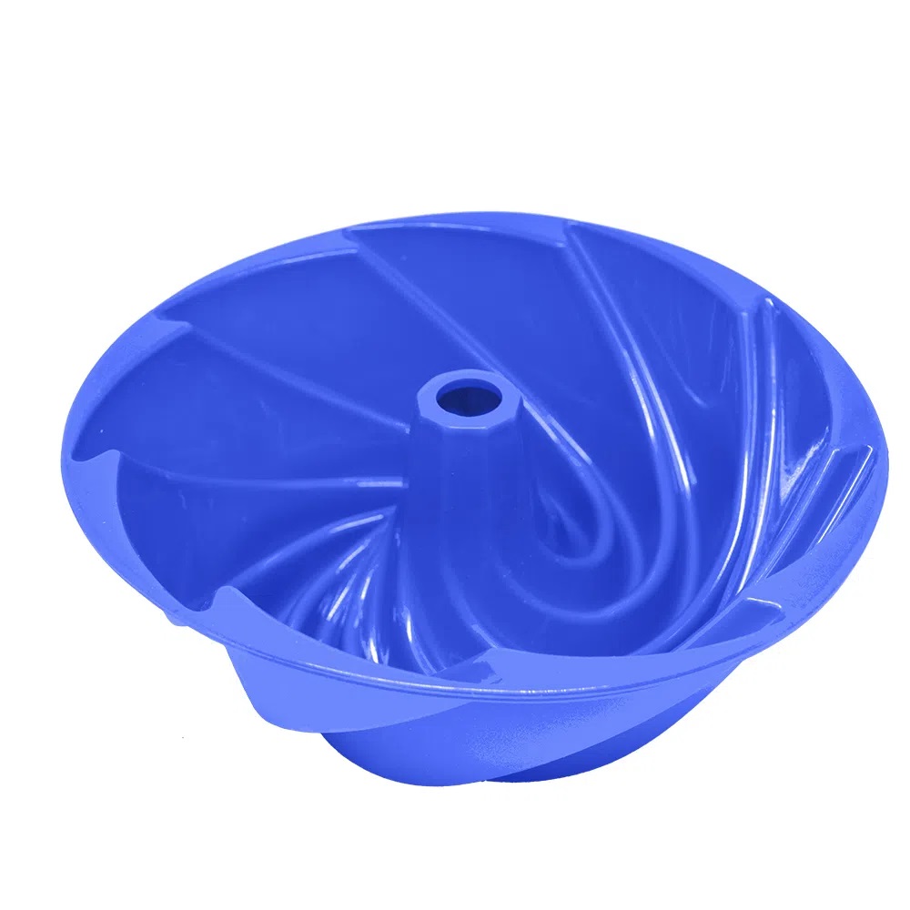 Assadeira de Silicone para Bolo Artistico, Bolo Vulcão, Gelatina, Flan, Vai ao Forno Azul