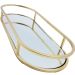 Bandeja Espelhada Oval Metal Dourado Lavabo Multiuso 30x12cm