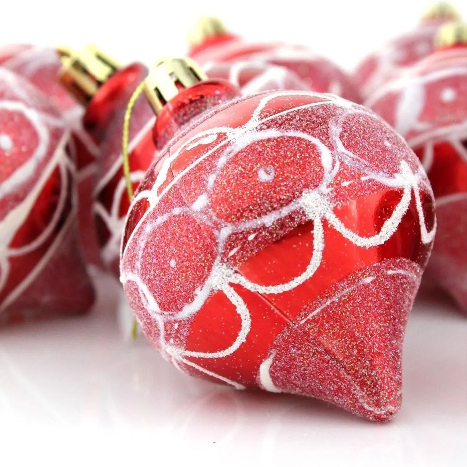 Bola Pião Enfeite Árvore Natal Pendente 60mm 6 Peças