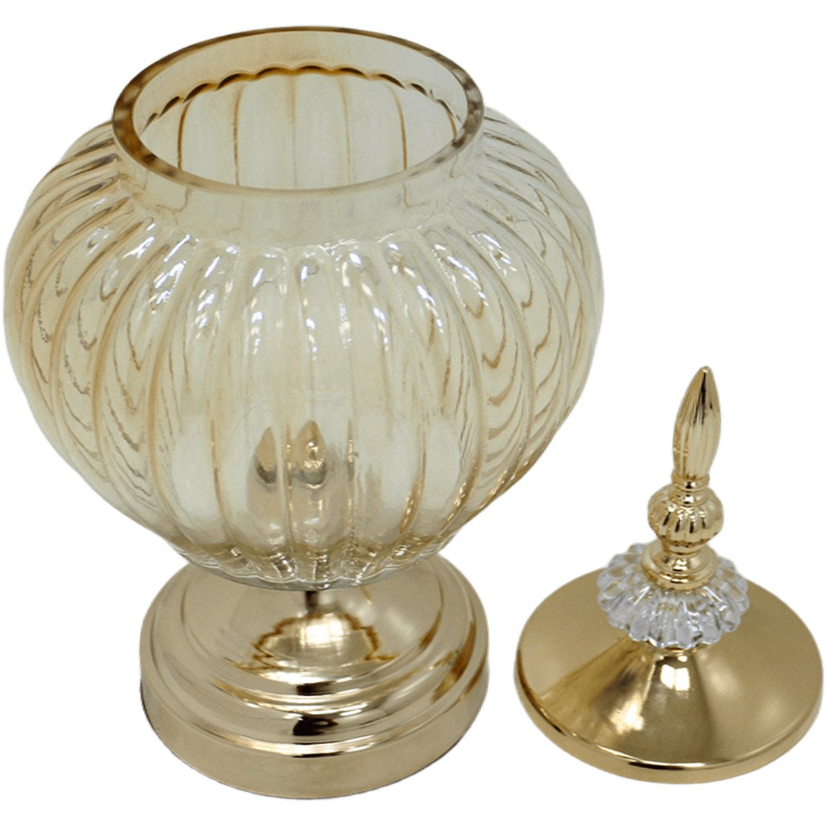 Bomboniere Pote Decorativo Em Bronze Vidro Biscoitos E Doces