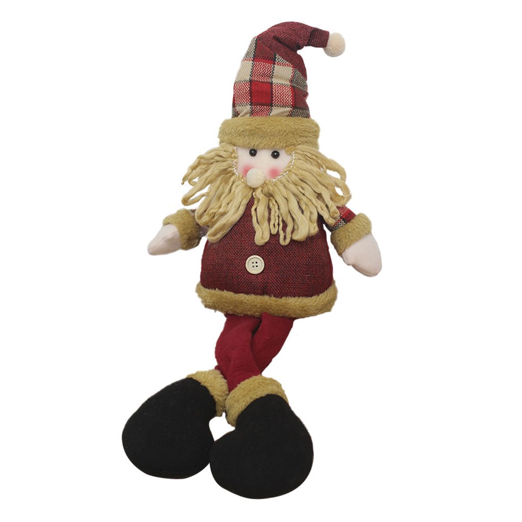 Boneco De Natal Papai Noel Sentado Perna Mole Em Tecido