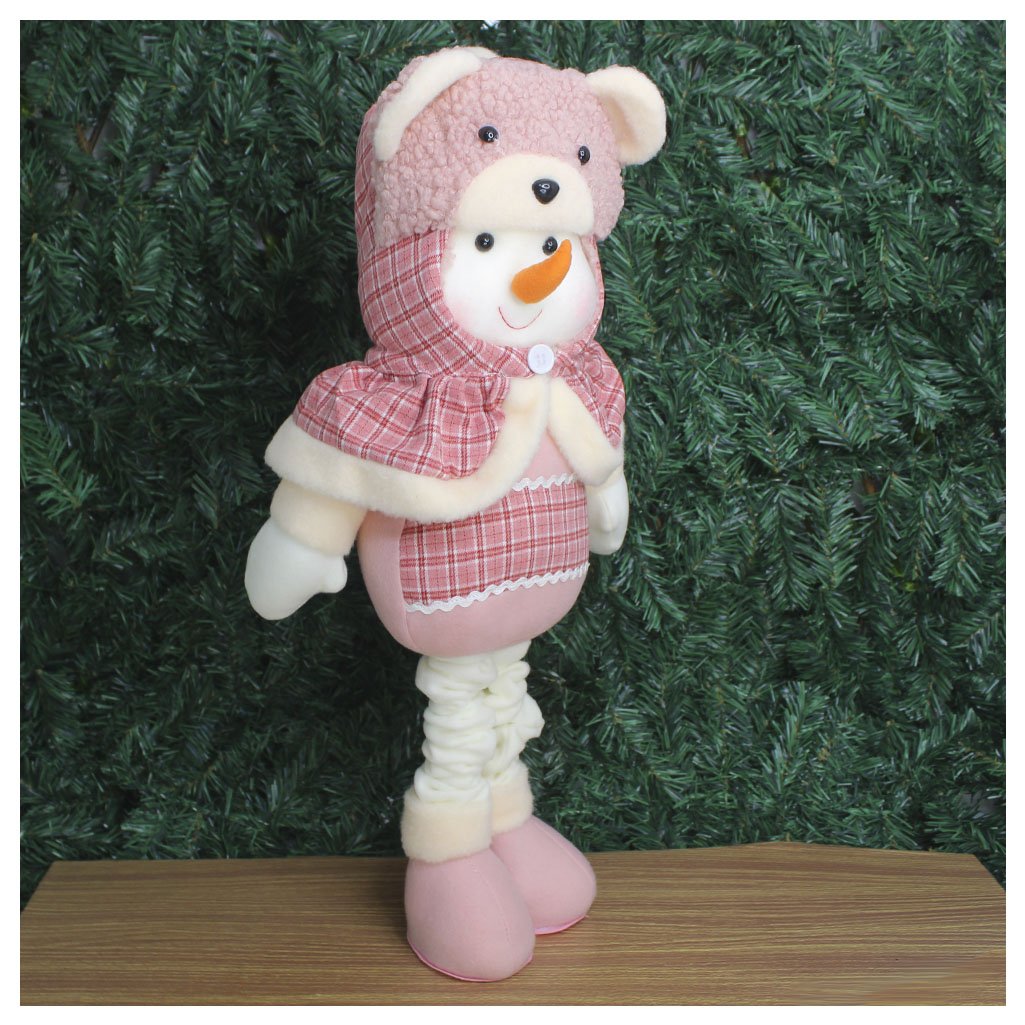 Boneco De Neve Natal Rosa Fofinho Perna Ajustável 94cm