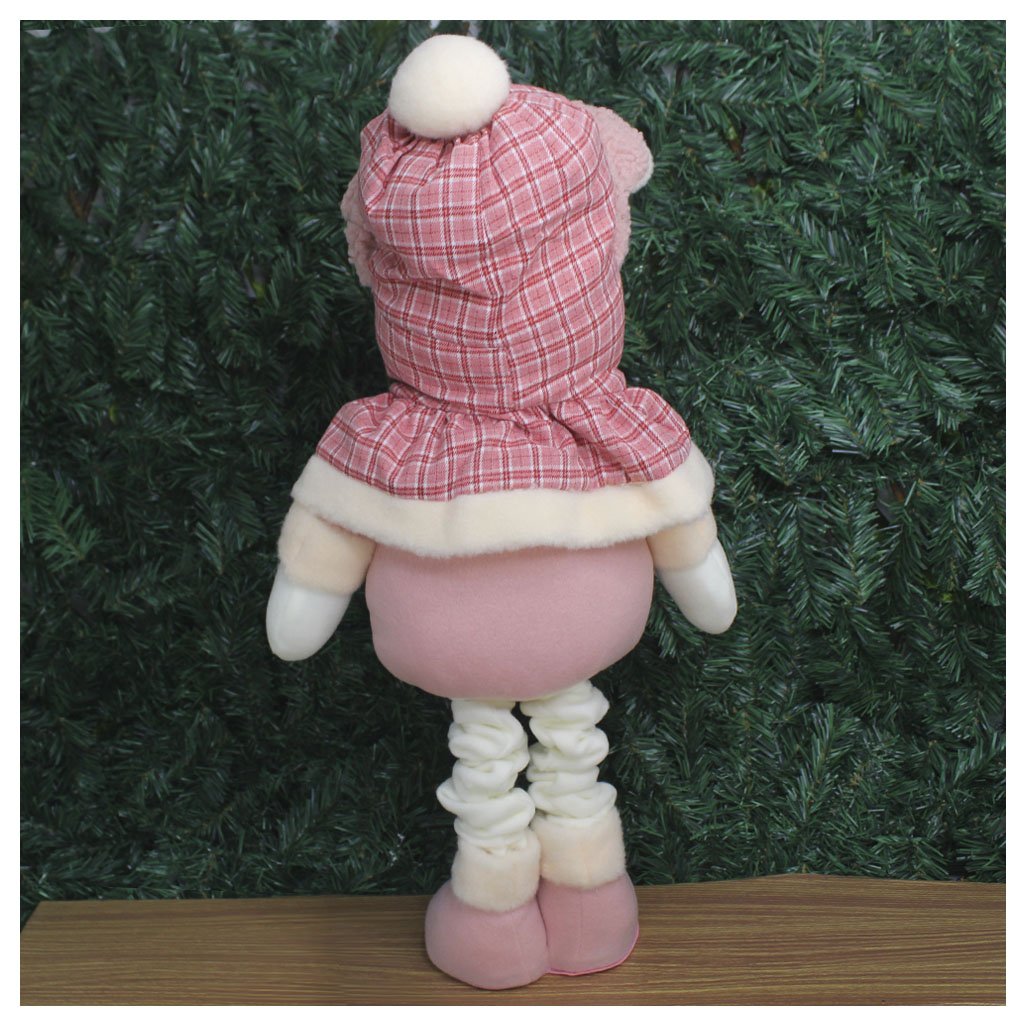 Boneco De Neve Natal Rosa Fofinho Perna Ajustável 94cm