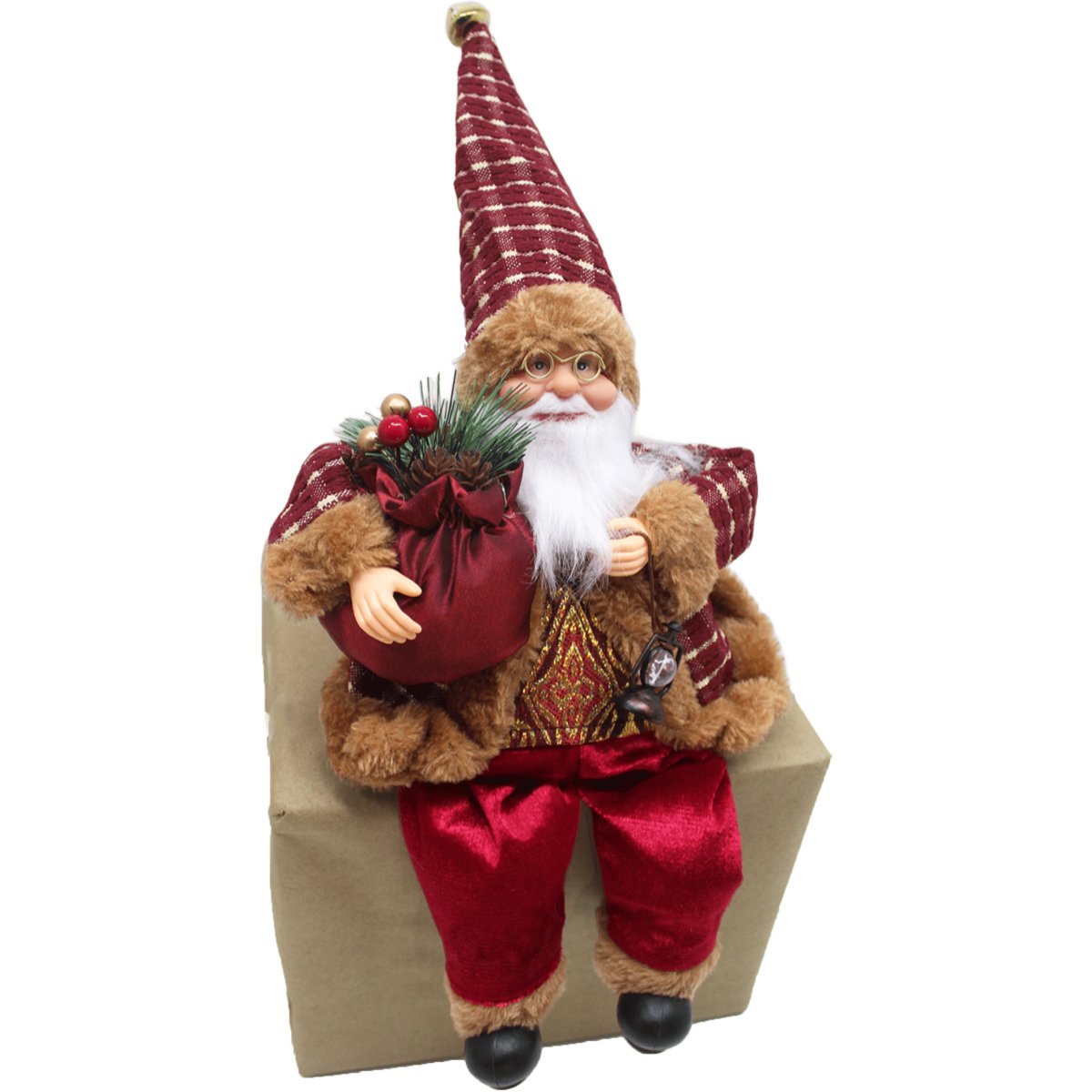 Boneco Decoração Natal Papai Noel Sentado Pernas Moles 45cm