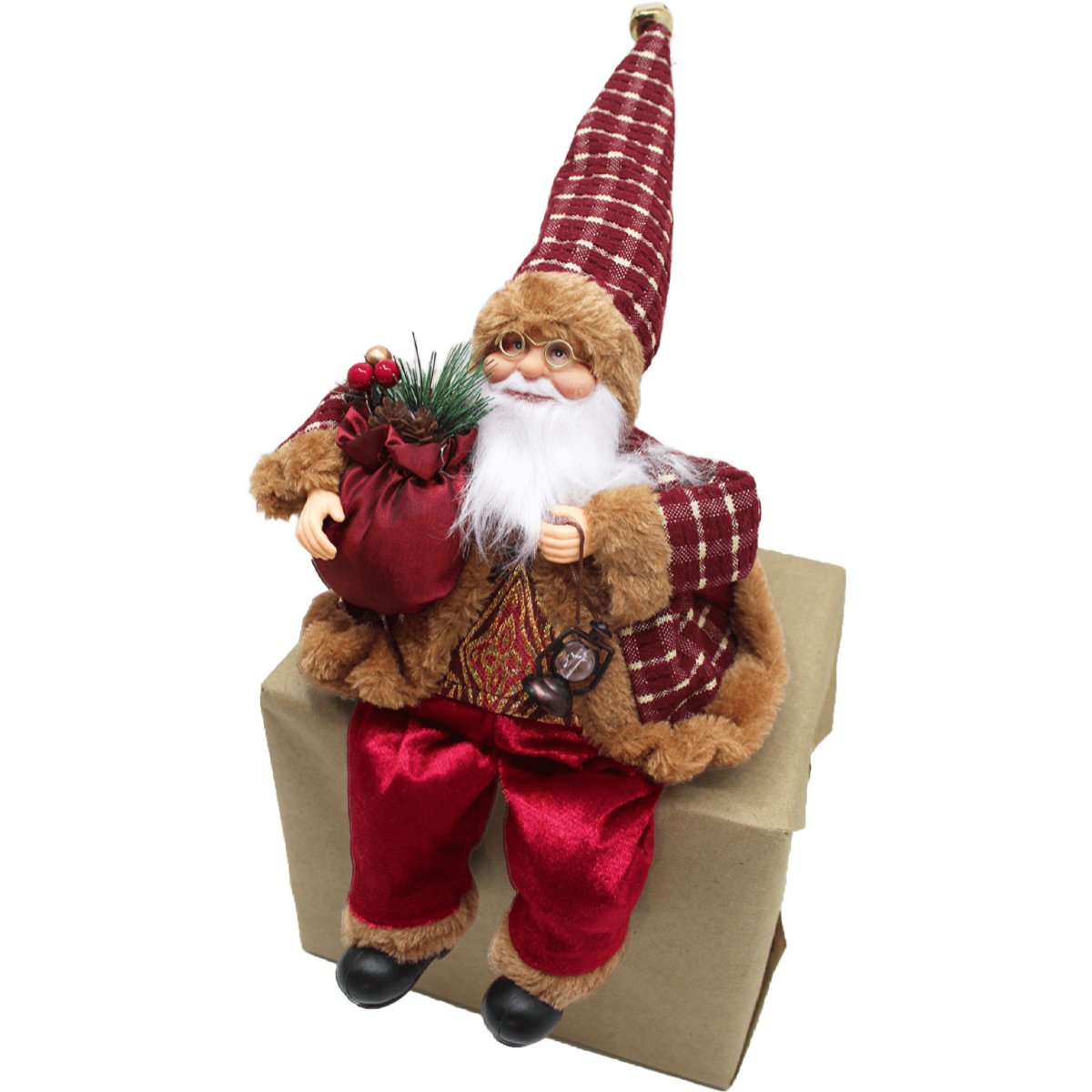 Boneco Decoração Natal Papai Noel Sentado Pernas Moles 45cm
