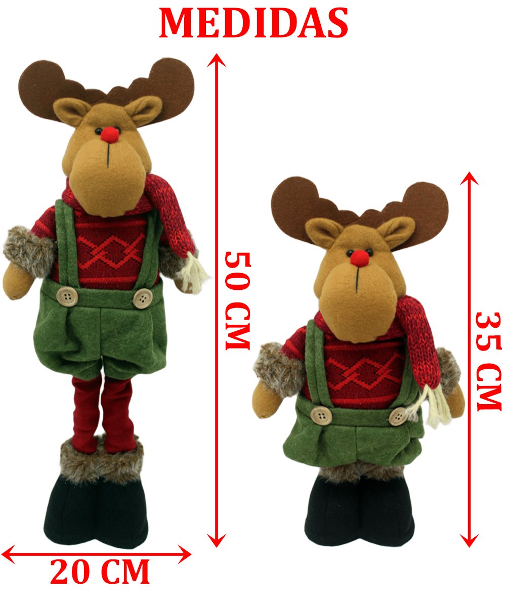 Boneco Decorativo Alce Scoth Pernas Ajustáveis Enfeite 50m