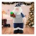 Boneco Decorativo Papai Noel Artesão Azul Com Brinquedo 53cm