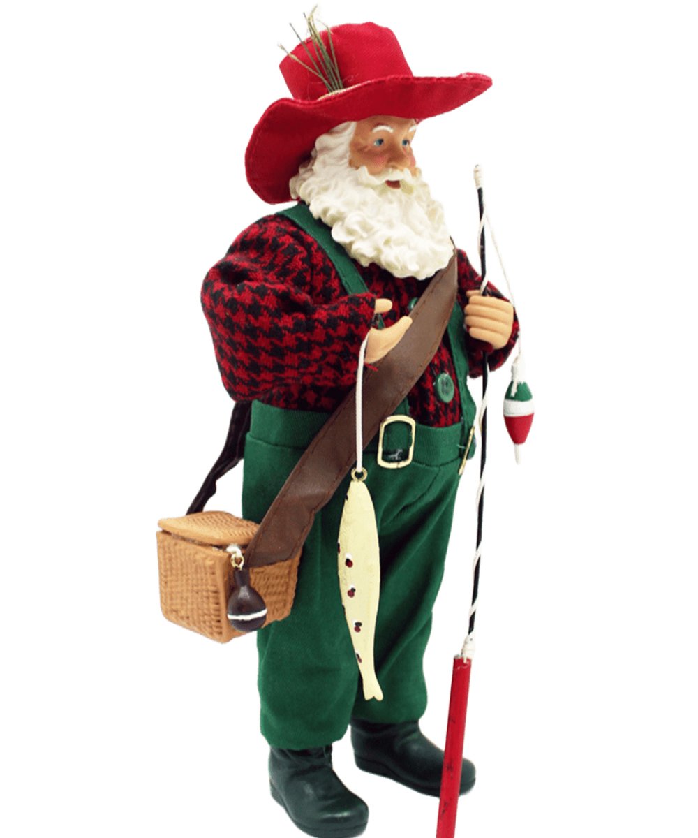 Boneco Decorativo Papai Noel Pescador Colecionável De 30cm