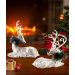Boneco Decorativo Rena Branca Deitada Enfeite De Natal 20cm