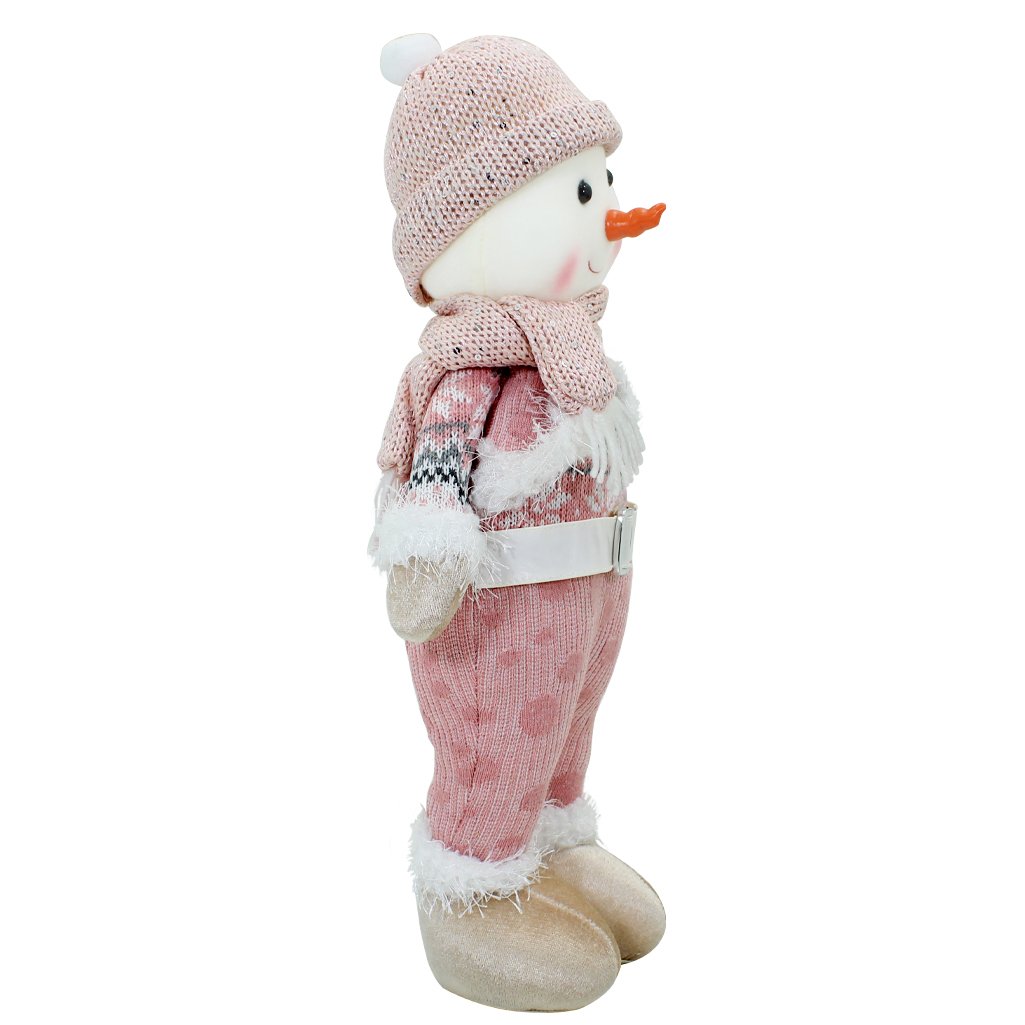 Boneco Natal Boneca de Neve Rosa Natalina 44,5cm