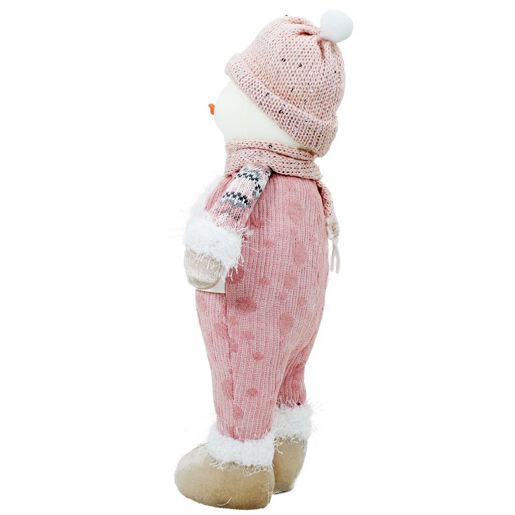 Boneco Natal Boneca de Neve Rosa Natalina 44,5cm