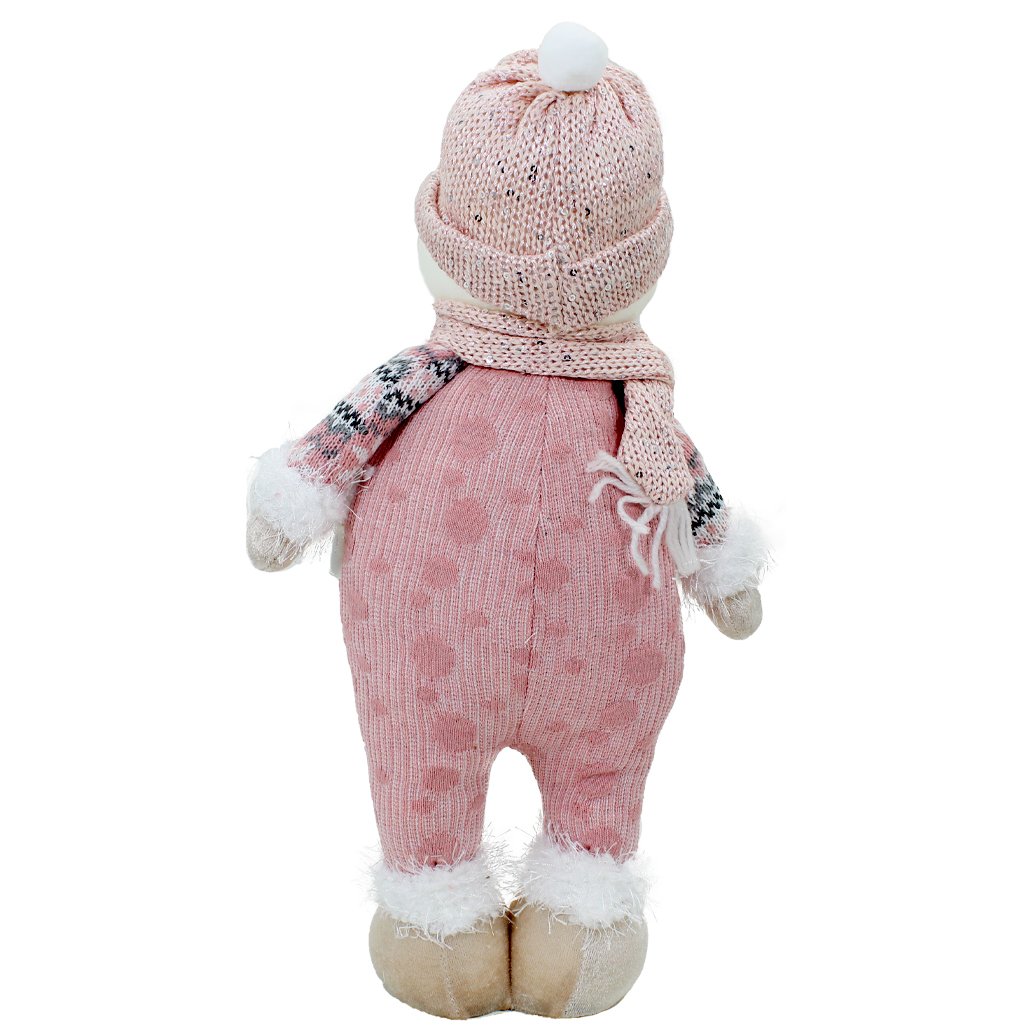 Boneco Natal Boneca de Neve Rosa Natalina 44,5cm