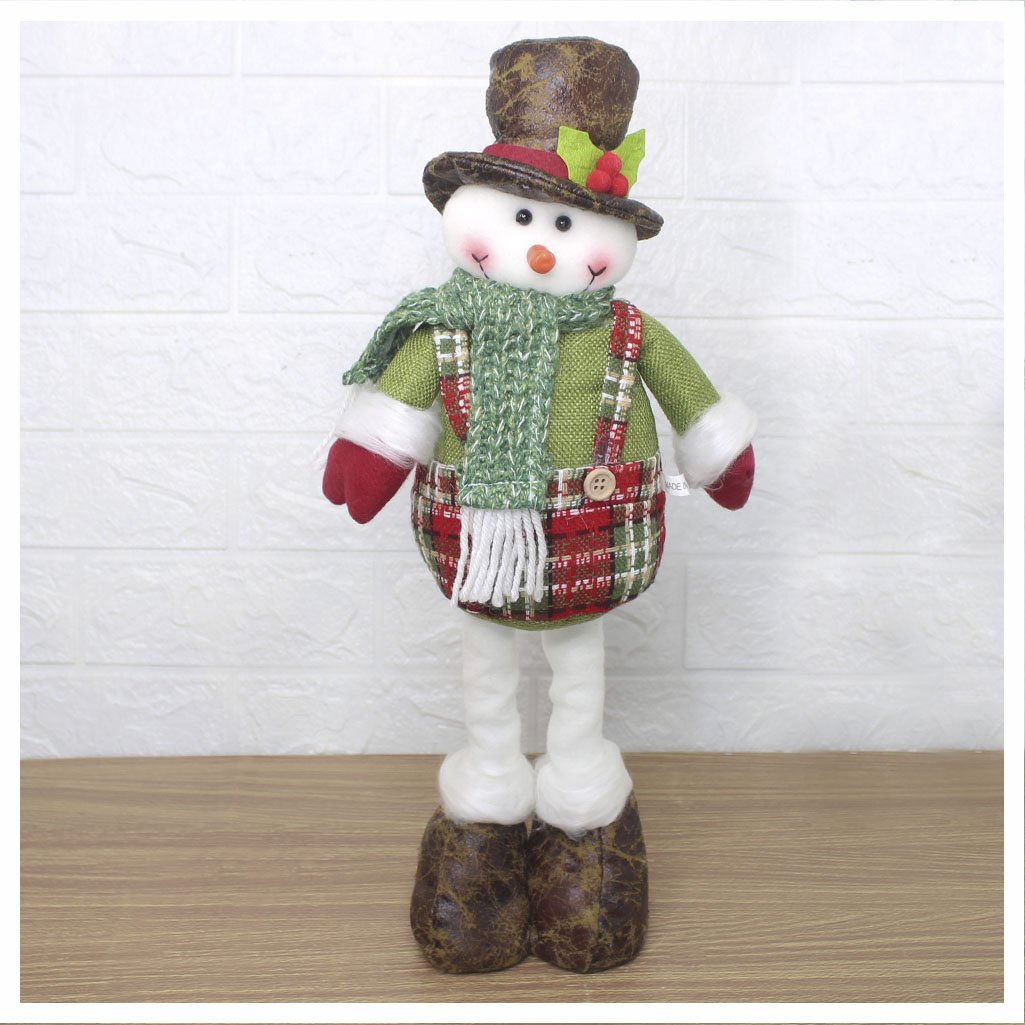 Boneco Natal Boneco De Neve Tecido Xadrez Perna Ajustável 45cm