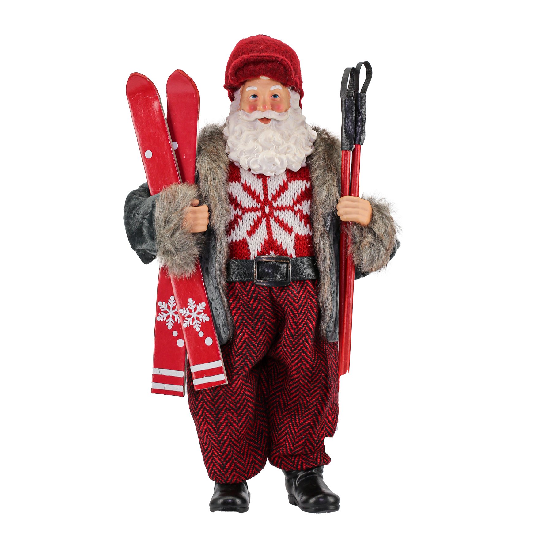 Boneco Natal Decorativo Papai Noel Esquiador Natalino 27cm