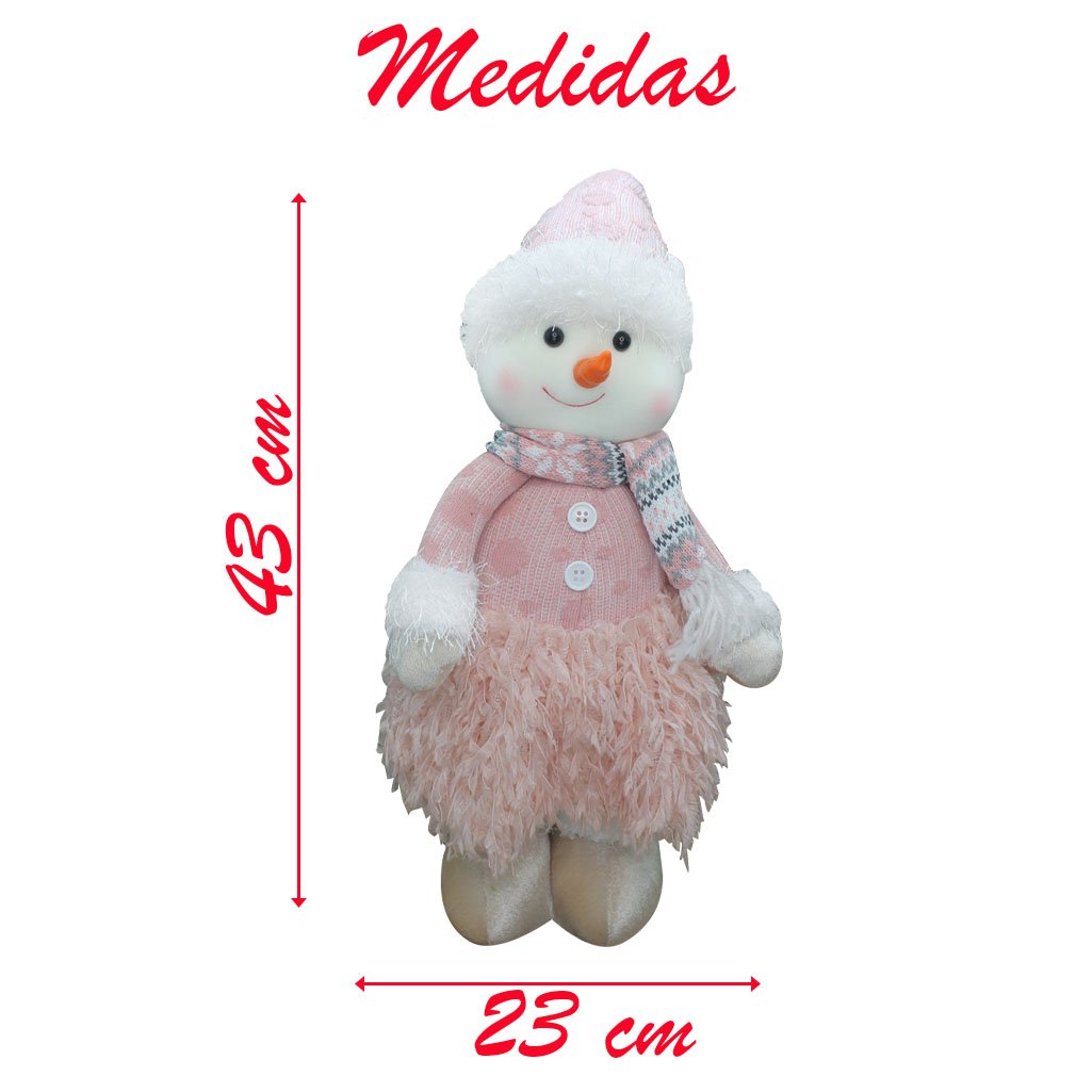 Boneco Natal Menina Boneco de Neve Rosa Natalina 43cm