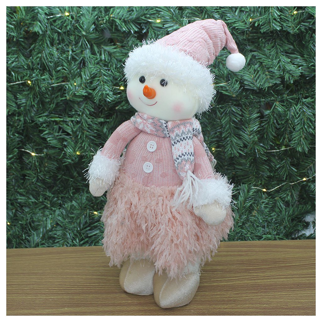 Boneco Natal Menina Boneco de Neve Rosa Natalina 43cm