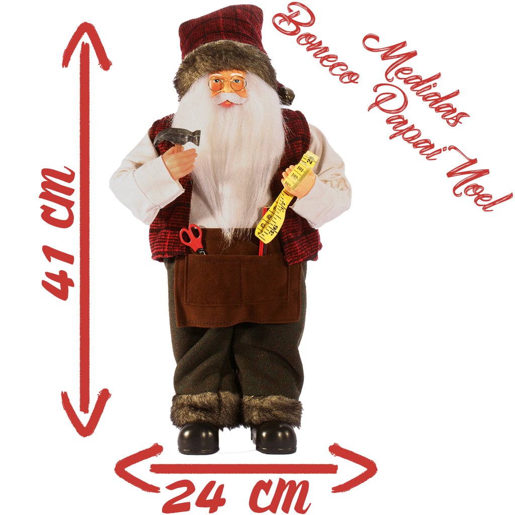 Boneco Natal Papai Noel Artesão Em Tecido 41cm