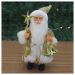 Boneco Natal Papai Noel Com Brilho Dourado Em Tecido 22cm