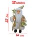 Boneco Natal Papai Noel Com Brilho Dourado Em Tecido 22cm