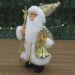 Boneco Natal Papai Noel Com Brilho Dourado Em Tecido 22cm
