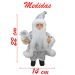 Boneco Natal Papai Noel Com Brilho Prata Em Tecido 22cm