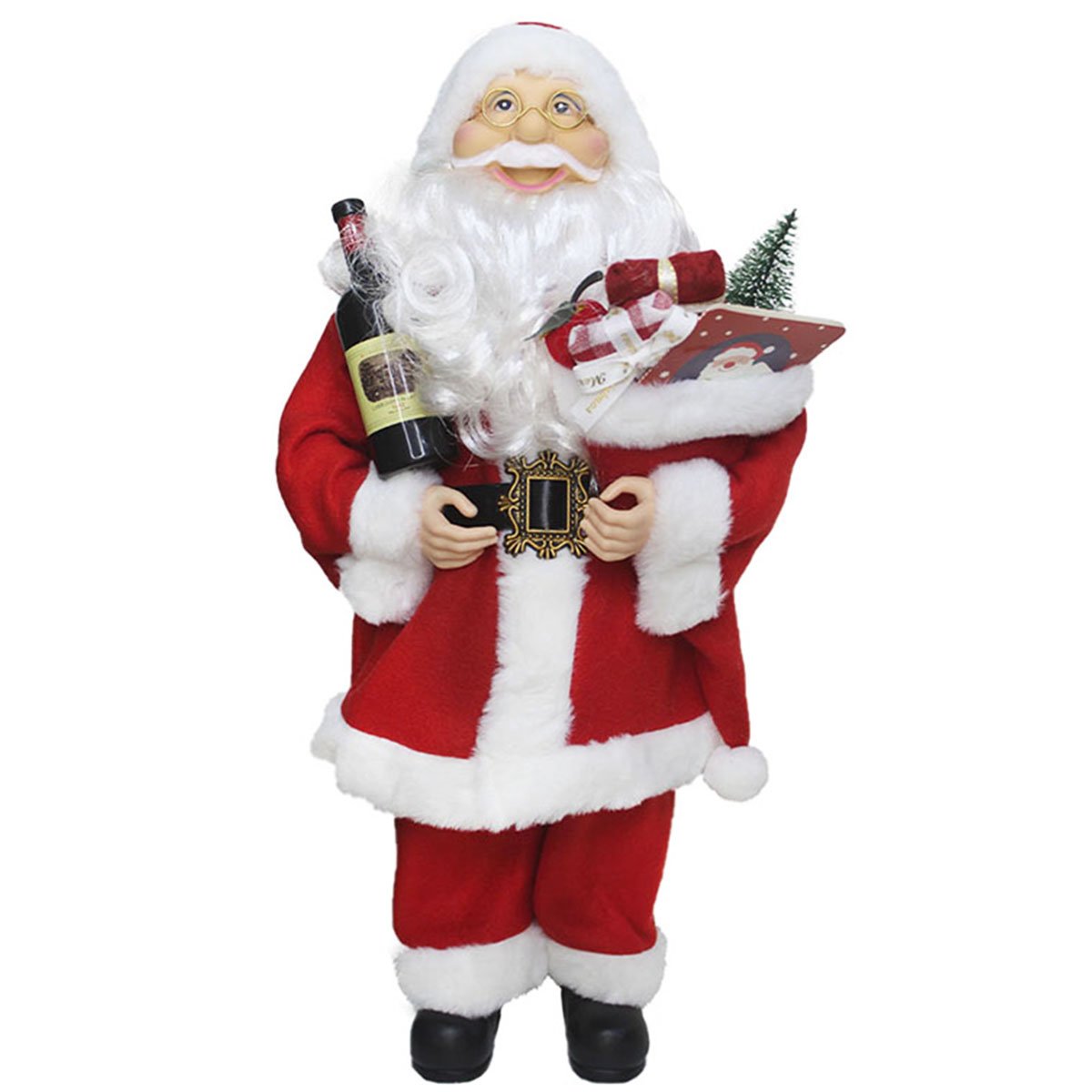 Boneco Natal Papai Noel Com Presente Sommelier 45cm